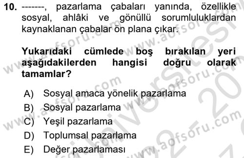 Kurumsal Sosyal Sorumluluk Dersi 2022 - 2023 Yılı Yaz Okulu Sınav Soruları 10. Soru