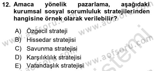 Kurumsal Sosyal Sorumluluk Dersi 2022 - 2023 Yılı Yaz Okulu Sınav Soruları 12. Soru