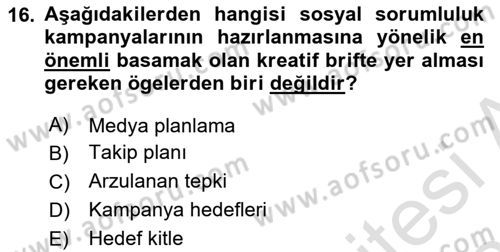 Kurumsal Sosyal Sorumluluk Dersi 2022 - 2023 Yılı Yaz Okulu Sınav Soruları 16. Soru