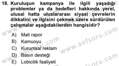 Kurumsal Sosyal Sorumluluk Dersi 2022 - 2023 Yılı Yaz Okulu Sınav Soruları 18. Soru