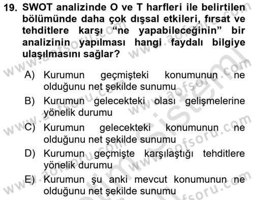 Kurumsal Sosyal Sorumluluk Dersi 2022 - 2023 Yılı Yaz Okulu Sınav Soruları 19. Soru