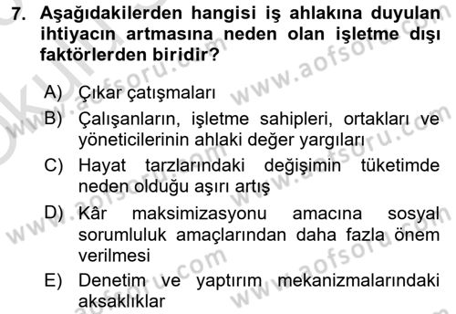 Kurumsal Sosyal Sorumluluk Dersi 2022 - 2023 Yılı Yaz Okulu Sınav Soruları 7. Soru