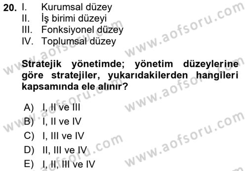 Kurumsal Sosyal Sorumluluk Dersi 2023 - 2024 Yılı (Vize) Ara Sınavı 20. Soru