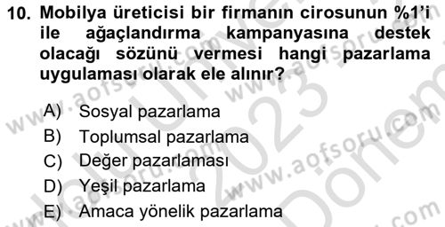 Kurumsal Sosyal Sorumluluk Dersi 2023 - 2024 Yılı (Final) Dönem Sonu Sınav Soruları 10. Soru