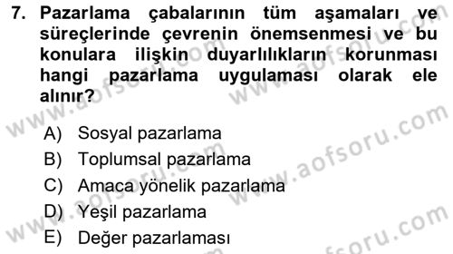Kurumsal Sosyal Sorumluluk Dersi 2023 - 2024 Yılı (Final) Dönem Sonu Sınav Soruları 7. Soru