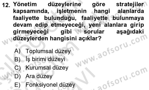 Kurumsal Sosyal Sorumluluk Dersi 2023 - 2024 Yılı Yaz Okulu Sınav Soruları 12. Soru