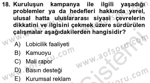 Kurumsal Sosyal Sorumluluk Dersi 2023 - 2024 Yılı Yaz Okulu Sınav Soruları 18. Soru