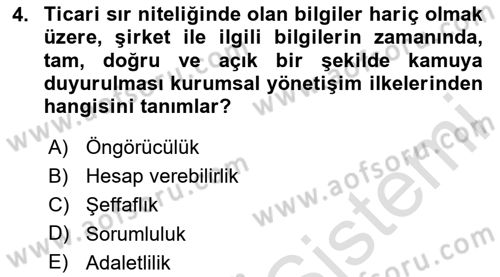 Kurumsal Sosyal Sorumluluk Dersi 2023 - 2024 Yılı Yaz Okulu Sınav Soruları 4. Soru