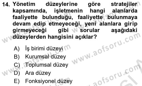 Kurumsal Sosyal Sorumluluk Dersi 2024 - 2025 Yılı (Vize) Ara Sınav Soruları 14. Soru
