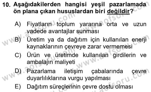 Kurumsal Sosyal Sorumluluk Dersi 2024 - 2025 Yılı Yaz Okulu Sınav Soruları 10. Soru