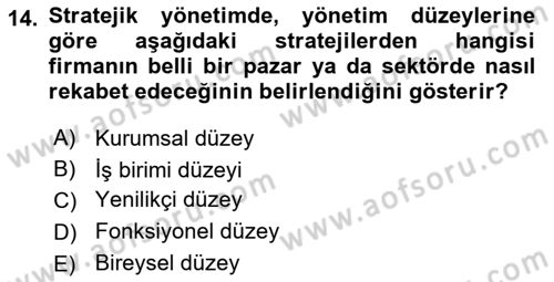 Kurumsal Sosyal Sorumluluk Dersi 2024 - 2025 Yılı Yaz Okulu Sınav Soruları 14. Soru
