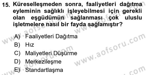 Kurumsal Sosyal Sorumluluk Dersi 2024 - 2025 Yılı Yaz Okulu Sınav Soruları 15. Soru