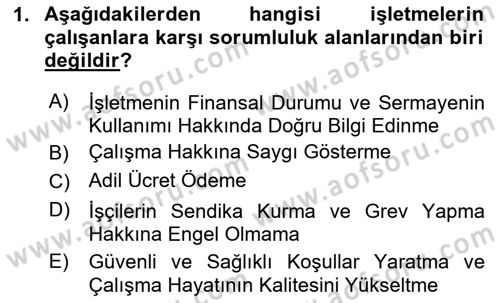 Kurumsal Sosyal Sorumluluk Dersi 2025 - 2026 Yılı (Vize) Ara Sınav Soruları 1. Soru