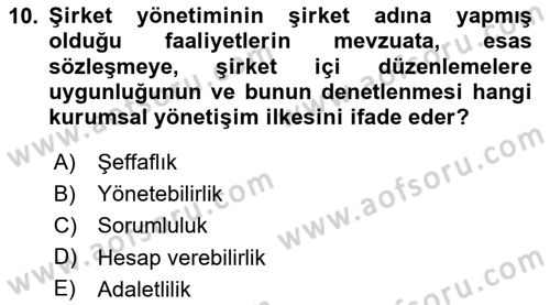 Kurumsal Sosyal Sorumluluk Dersi 2025 - 2026 Yılı (Vize) Ara Sınav Soruları 10. Soru