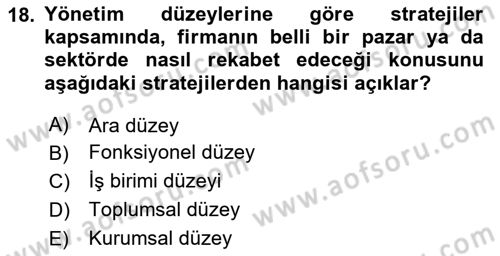 Kurumsal Sosyal Sorumluluk Dersi 2025 - 2026 Yılı (Vize) Ara Sınav Soruları 18. Soru
