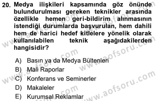 Kurumsal Sosyal Sorumluluk Dersi 2025 - 2026 Yılı (Final) Dönem Sonu Sınav Soruları 20. Soru