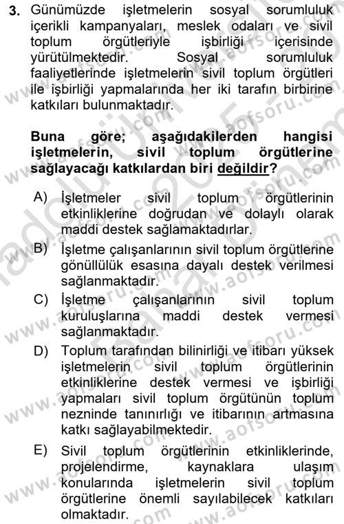 Kurumsal Sosyal Sorumluluk Dersi 2025 - 2026 Yılı (Final) Dönem Sonu Sınav Soruları 3. Soru