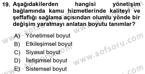 Halkla İlişkilerde Güncel Kavramlar 1 Dersi Ara Sınavı Deneme Sınav Soruları 19. Soru