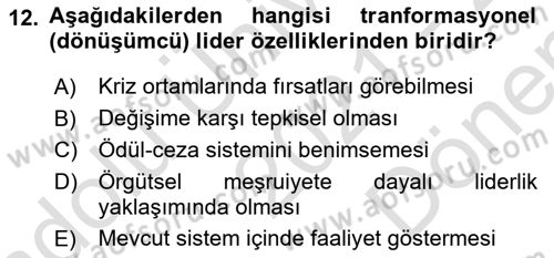 Halkla İlişkilerde Güncel Kavramlar 1 Dersi 2021 - 2022 Yılı (Final) Dönem Sonu Sınav Soruları 12. Soru
