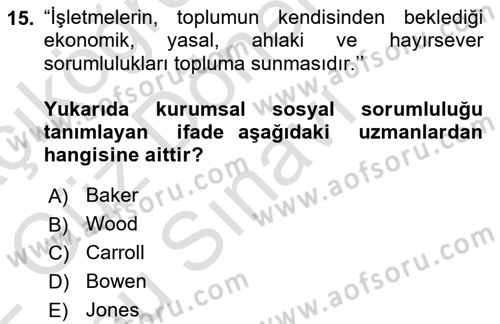 Halkla İlişkilerde Güncel Kavramlar 1 Dersi 2021 - 2022 Yılı (Final) Dönem Sonu Sınav Soruları 15. Soru