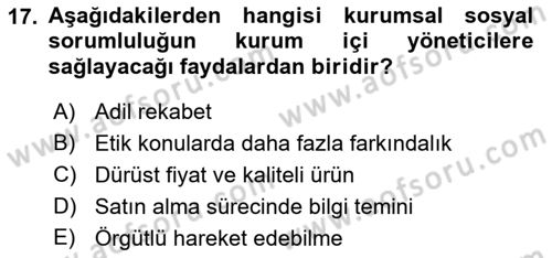Halkla İlişkilerde Güncel Kavramlar 1 Dersi 2021 - 2022 Yılı (Final) Dönem Sonu Sınav Soruları 17. Soru