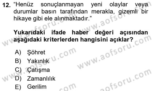 Halkla İlişkilerde Güncel Kavramlar 1 Dersi 2022 - 2023 Yılı (Vize) Ara Sınav Soruları 12. Soru