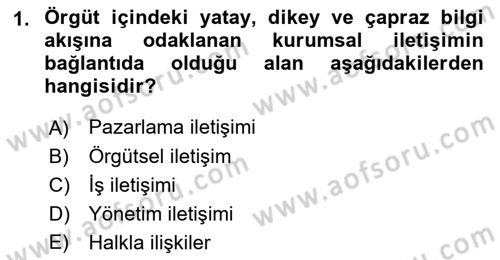 Halkla İlişkilerde Güncel Kavramlar 1 Dersi 2022 - 2023 Yılı (Final) Dönem Sonu Sınav Soruları 1. Soru