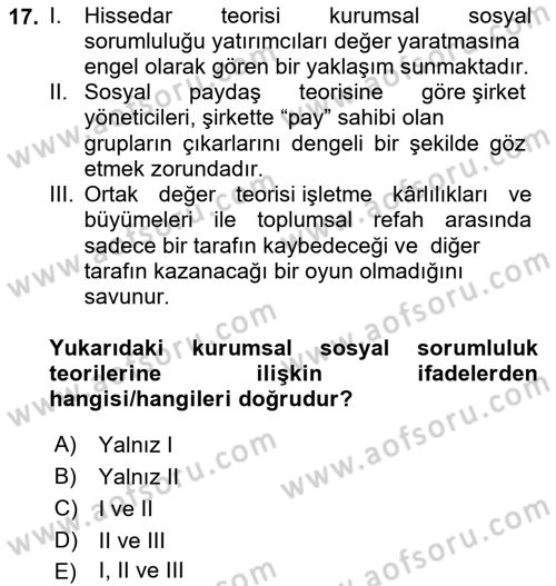 Halkla İlişkilerde Güncel Kavramlar 1 Dersi 2022 - 2023 Yılı (Final) Dönem Sonu Sınav Soruları 17. Soru