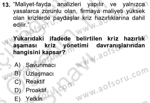 Halkla İlişkilerde Güncel Kavramlar 1 Dersi 2022 - 2023 Yılı Yaz Okulu Sınav Soruları 13. Soru