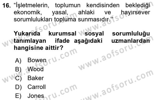 Halkla İlişkilerde Güncel Kavramlar 1 Dersi 2022 - 2023 Yılı Yaz Okulu Sınav Soruları 16. Soru
