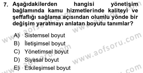Halkla İlişkilerde Güncel Kavramlar 1 Dersi 2022 - 2023 Yılı Yaz Okulu Sınav Soruları 7. Soru