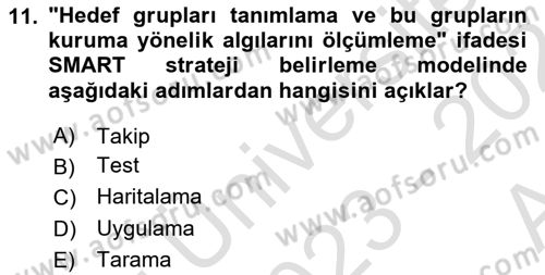 Halkla İlişkilerde Güncel Kavramlar 1 Dersi Ara Sınavı Deneme Sınav Soruları 11. Soru