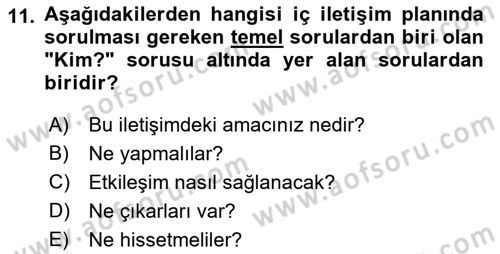 Halkla İlişkilerde Güncel Kavramlar 1 Dersi 2023 - 2024 Yılı (Final) Dönem Sonu Sınav Soruları 11. Soru