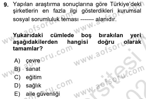 Halkla İlişkilerde Güncel Kavramlar 1 Dersi 2023 - 2024 Yılı (Final) Dönem Sonu Sınav Soruları 9. Soru