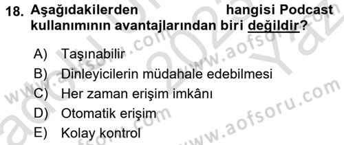 Halkla İlişkilerde Güncel Kavramlar 1 Dersi 2023 - 2024 Yılı Yaz Okulu Sınav Soruları 18. Soru