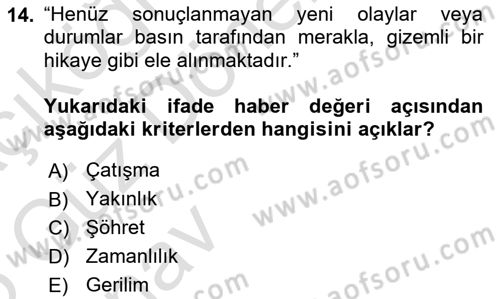 Halkla İlişkilerde Güncel Kavramlar 1 Dersi 2024 - 2025 Yılı (Vize) Ara Sınavı 14. Soru