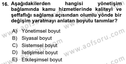 Halkla İlişkilerde Güncel Kavramlar 1 Dersi 2024 - 2025 Yılı (Vize) Ara Sınavı 16. Soru