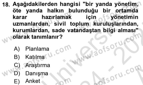 Halkla İlişkilerde Güncel Kavramlar 1 Dersi 2024 - 2025 Yılı (Vize) Ara Sınav Soruları 18. Soru
