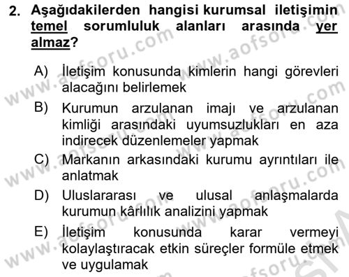 Halkla İlişkilerde Güncel Kavramlar 1 Dersi 2024 - 2025 Yılı (Vize) Ara Sınav Soruları 2. Soru