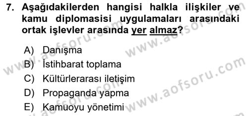 Halkla İlişkilerde Güncel Kavramlar 1 Dersi 2024 - 2025 Yılı (Final) Dönem Sonu Sınav Soruları 7. Soru