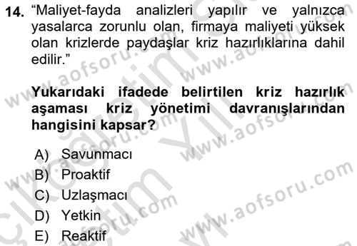 Halkla İlişkilerde Güncel Kavramlar 1 Dersi 2024 - 2025 Yılı Yaz Okulu Sınav Soruları 14. Soru
