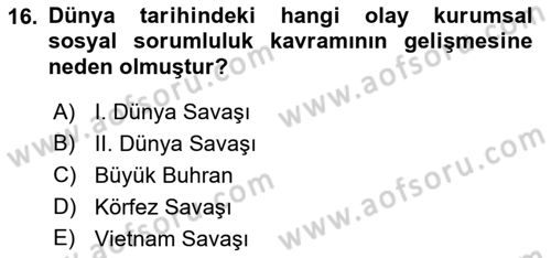 Halkla İlişkilerde Güncel Kavramlar 1 Dersi 2024 - 2025 Yılı Yaz Okulu Sınav Soruları 16. Soru