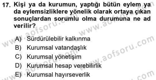 Halkla İlişkilerde Güncel Kavramlar 1 Dersi 2024 - 2025 Yılı Yaz Okulu Sınav Soruları 17. Soru