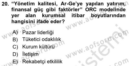 Halkla İlişkilerde Güncel Kavramlar 1 Dersi 2024 - 2025 Yılı Yaz Okulu Sınav Soruları 20. Soru