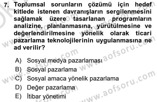 Halkla İlişkilerde Güncel Kavramlar 1 Dersi 2024 - 2025 Yılı Yaz Okulu Sınav Soruları 7. Soru