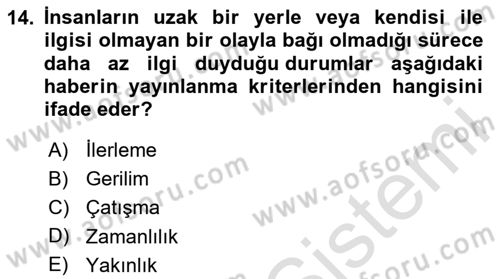 Halkla İlişkilerde Güncel Kavramlar 1 Dersi 2025 - 2026 Yılı (Vize) Ara Sınav Soruları 14. Soru