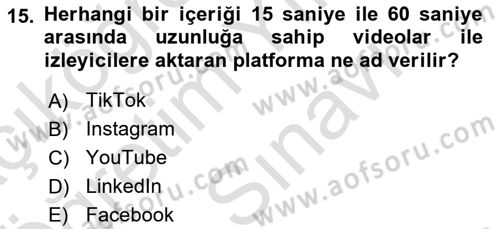 Halkla İlişkilerde Güncel Kavramlar 1 Dersi 2025 - 2026 Yılı (Vize) Ara Sınav Soruları 15. Soru