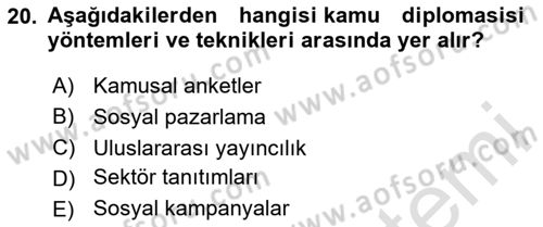 Halkla İlişkilerde Güncel Kavramlar 1 Dersi 2025 - 2026 Yılı (Vize) Ara Sınav Soruları 20. Soru