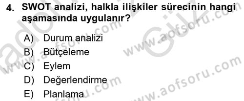 Halkla İlişkilerde Güncel Kavramlar 1 Dersi 2025 - 2026 Yılı (Vize) Ara Sınav Soruları 4. Soru