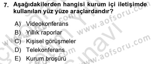 Halkla İlişkilerde Güncel Kavramlar 1 Dersi 2025 - 2026 Yılı (Vize) Ara Sınav Soruları 7. Soru